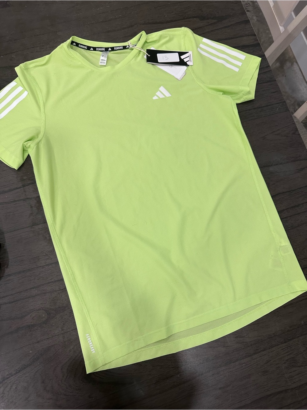 adidas Men's Running Mesh T-Shirt Green S Lightweight Crew Neck Logo
